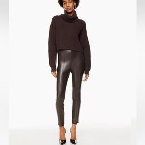 Aritzia Frida Vegan Leather Pant in Mocha Brown by Babaton Sz 12